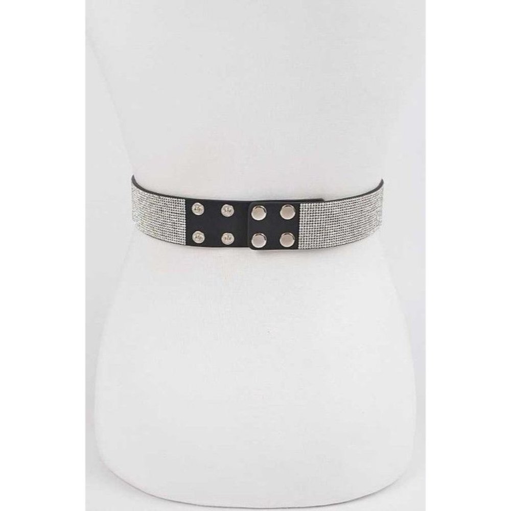 Plus Size Rhinestone Snap Fashion Belt - Picture 2 of 4